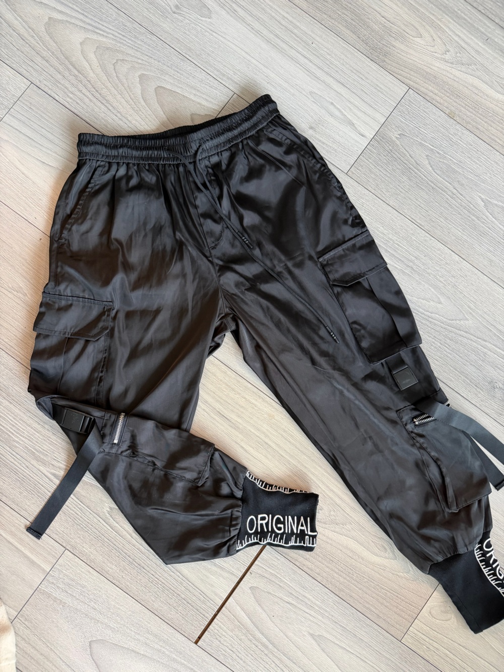 Black Cargo Jogger Tech Gear Pants - Sleek Utility Style